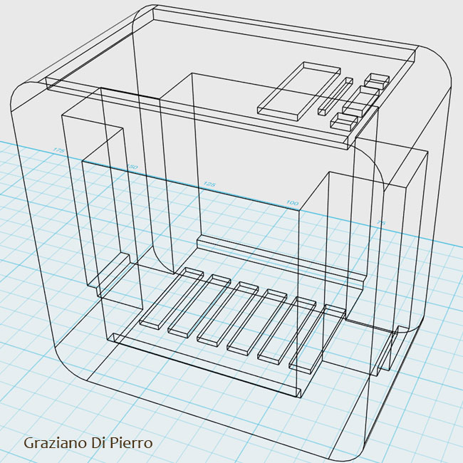 disegno del carrello in 3D a filo di ferro