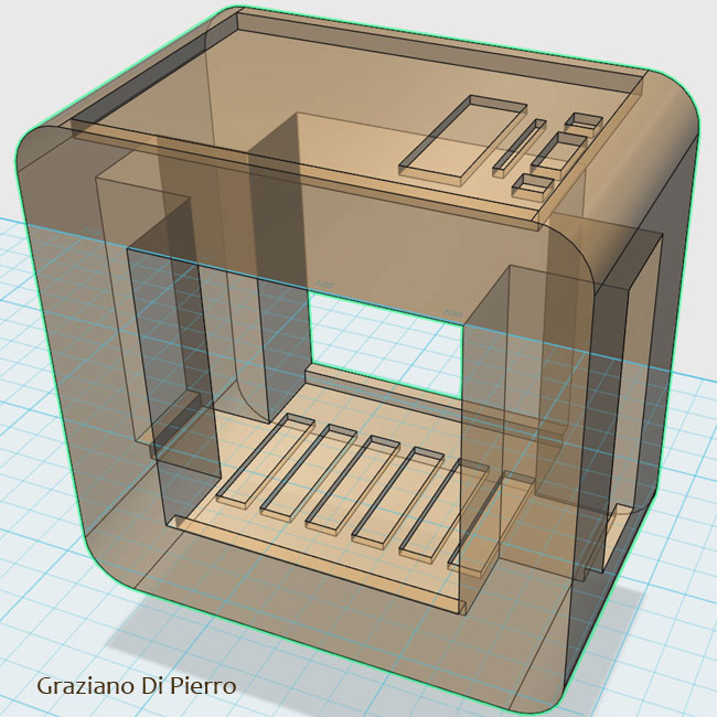 disegno del carrello in 3D in trasparenza