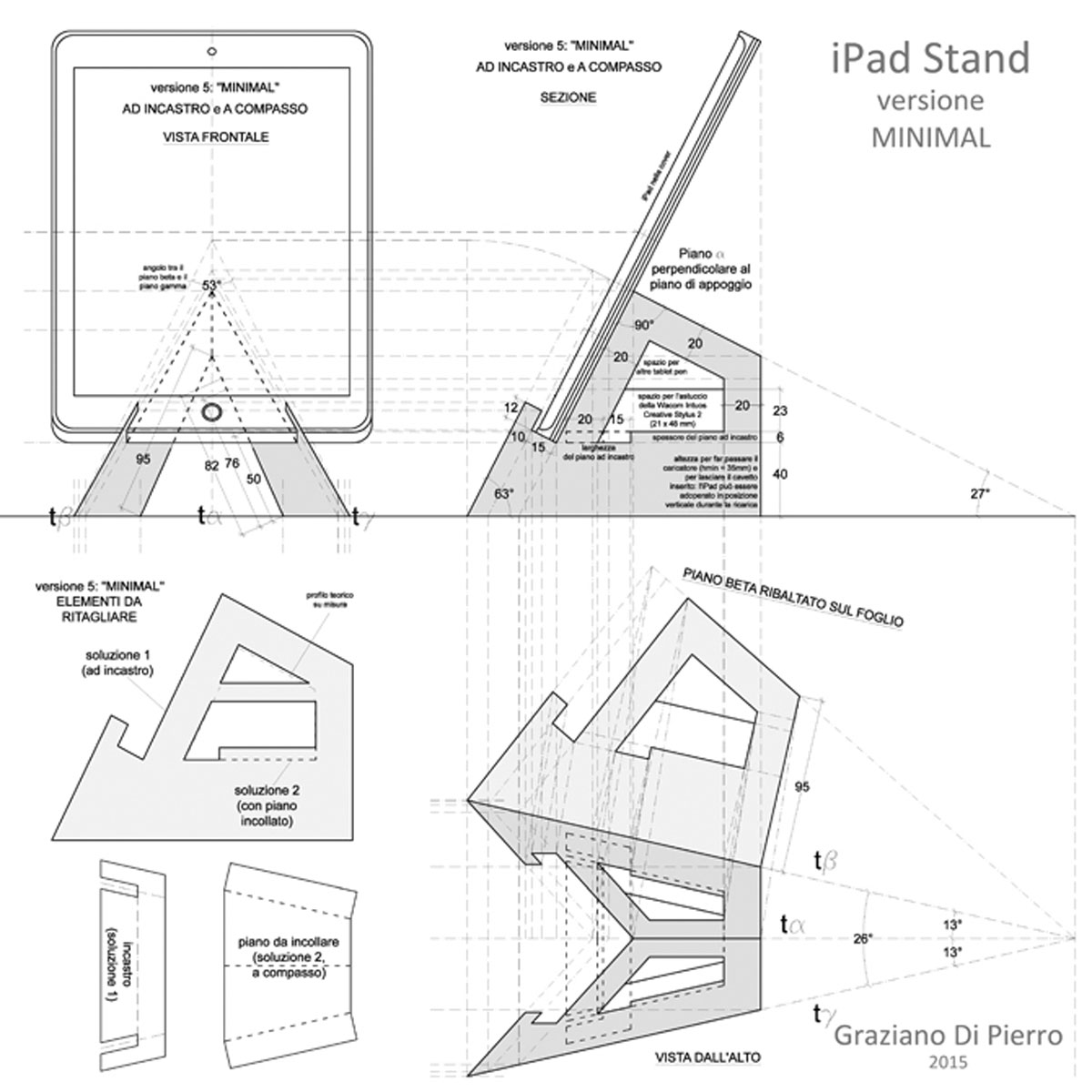 disegni della versione MINIMAL realizzati con Autocad