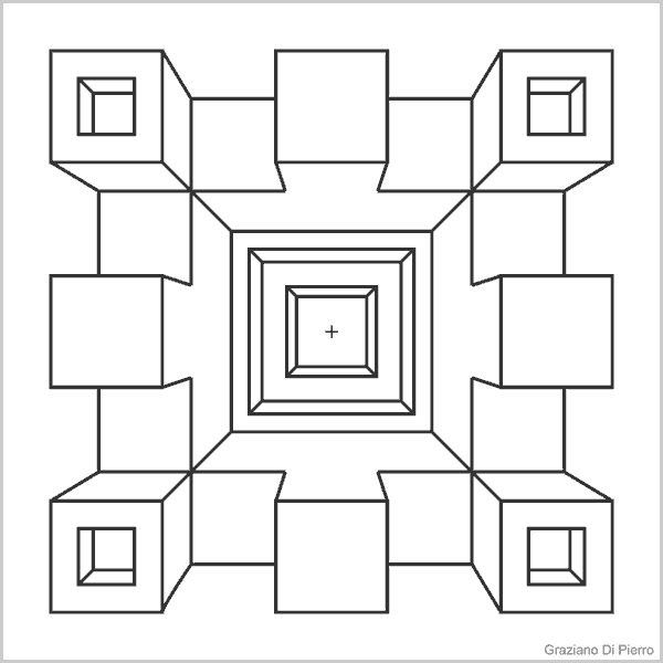 disegno lo scavo dei 4 solidi angolari