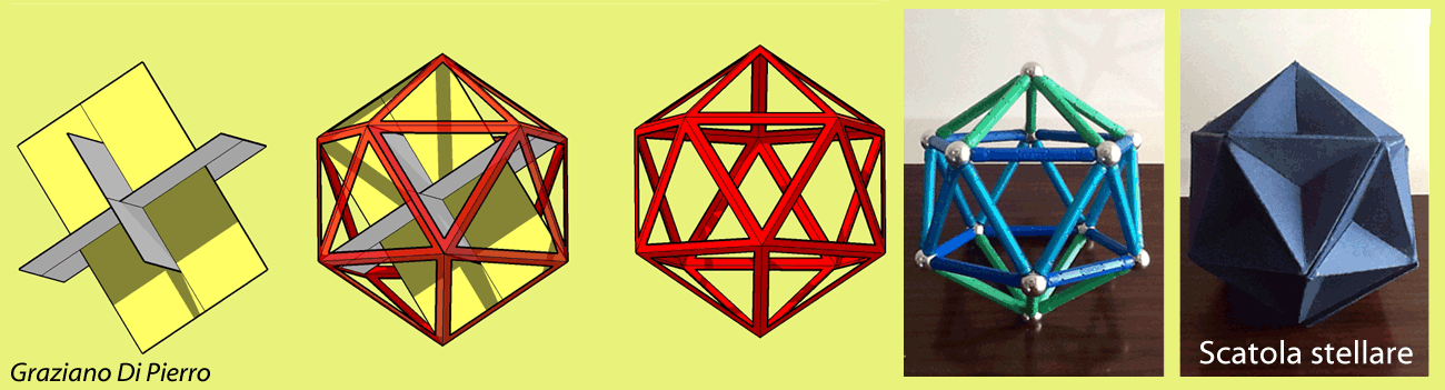 icosaedro disegnato in Google SketchUp, realizzato con geomag, creato sotto forma di scatola in cartoncino